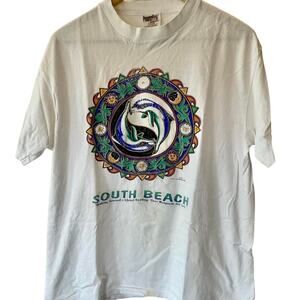 Vintage 90s South Beach Dolphins Single Stitch Shirt Adult Large